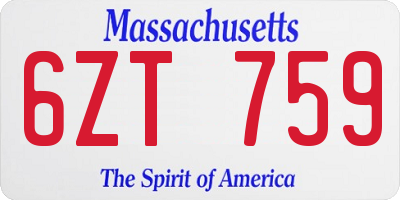 MA license plate 6ZT759