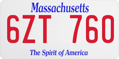 MA license plate 6ZT760