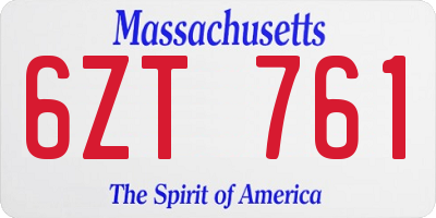 MA license plate 6ZT761