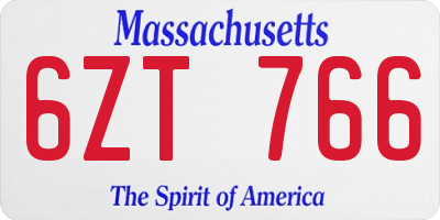 MA license plate 6ZT766