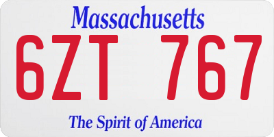 MA license plate 6ZT767