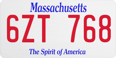 MA license plate 6ZT768
