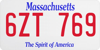 MA license plate 6ZT769