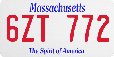 MA license plate 6ZT772