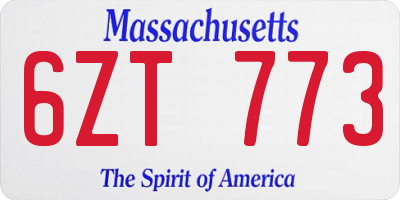 MA license plate 6ZT773