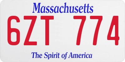 MA license plate 6ZT774