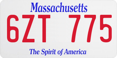 MA license plate 6ZT775
