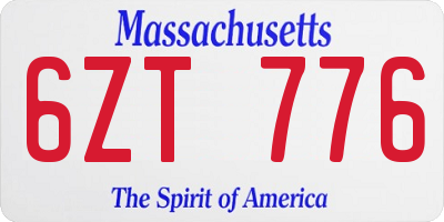 MA license plate 6ZT776