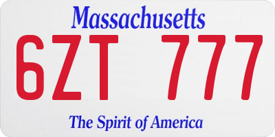 MA license plate 6ZT777