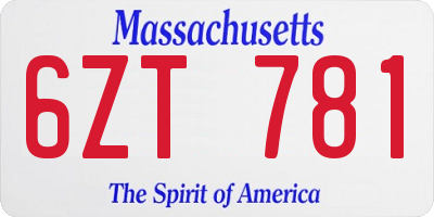 MA license plate 6ZT781