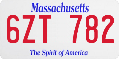 MA license plate 6ZT782