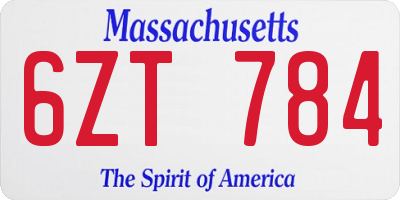 MA license plate 6ZT784