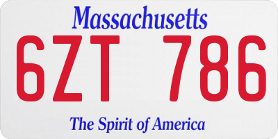 MA license plate 6ZT786