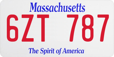 MA license plate 6ZT787