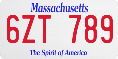 MA license plate 6ZT789