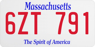 MA license plate 6ZT791