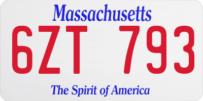 MA license plate 6ZT793