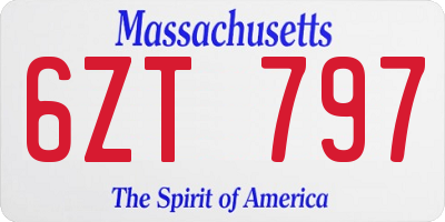 MA license plate 6ZT797