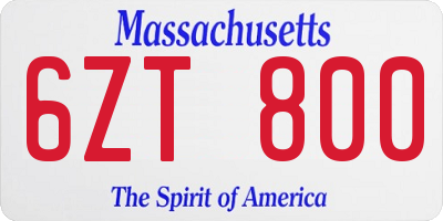 MA license plate 6ZT800