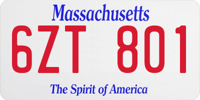 MA license plate 6ZT801