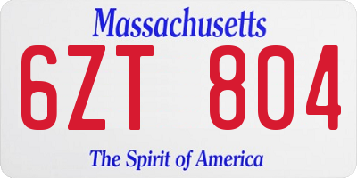 MA license plate 6ZT804