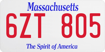 MA license plate 6ZT805