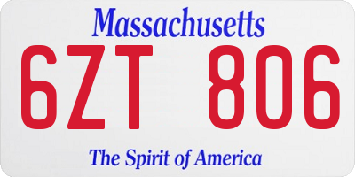 MA license plate 6ZT806