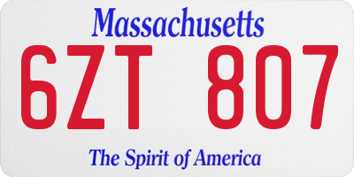MA license plate 6ZT807