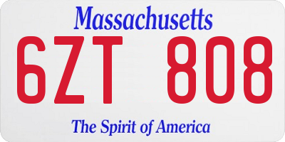 MA license plate 6ZT808