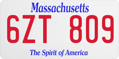 MA license plate 6ZT809