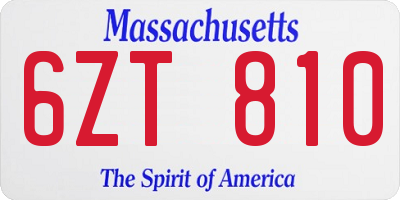 MA license plate 6ZT810