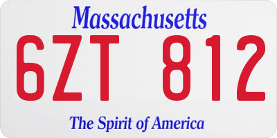MA license plate 6ZT812