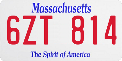 MA license plate 6ZT814