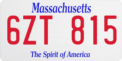 MA license plate 6ZT815