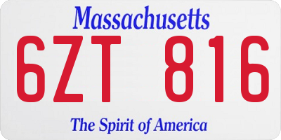 MA license plate 6ZT816