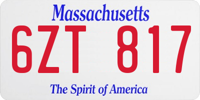 MA license plate 6ZT817