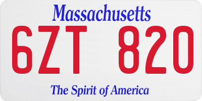 MA license plate 6ZT820