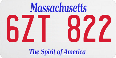 MA license plate 6ZT822