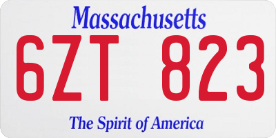 MA license plate 6ZT823
