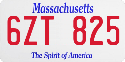 MA license plate 6ZT825