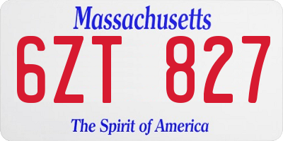 MA license plate 6ZT827