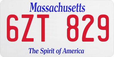 MA license plate 6ZT829