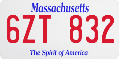 MA license plate 6ZT832