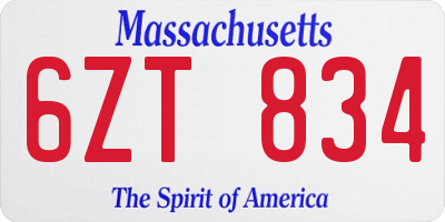 MA license plate 6ZT834