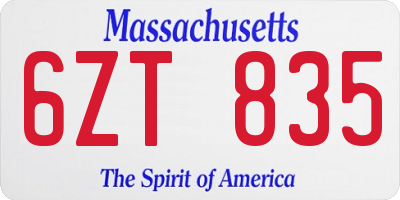 MA license plate 6ZT835