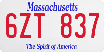 MA license plate 6ZT837