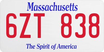 MA license plate 6ZT838