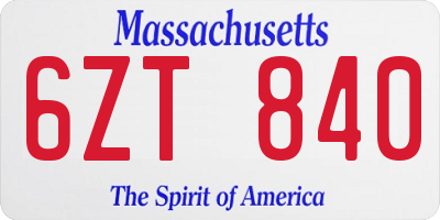 MA license plate 6ZT840