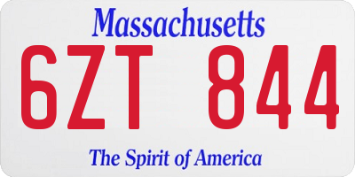 MA license plate 6ZT844