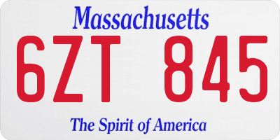 MA license plate 6ZT845